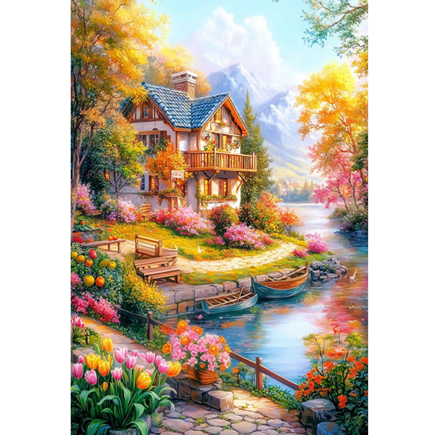 Lake Como Holiday - 11CT Stamped Cross Stitch 50*70CM(Mona Lisa Brand)