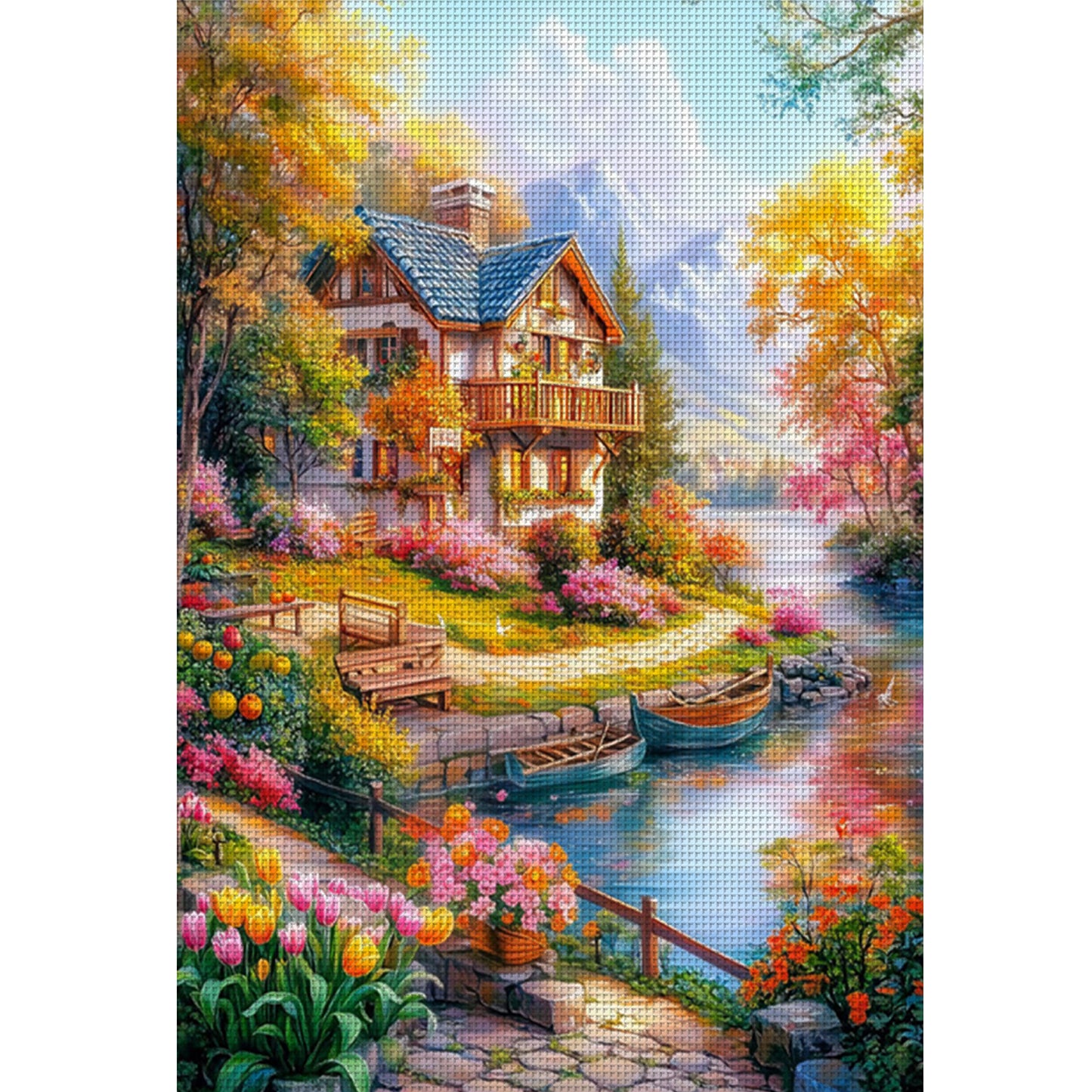 Lake Como Holiday - 11CT Stamped Cross Stitch 50*70CM(Mona Lisa Brand)