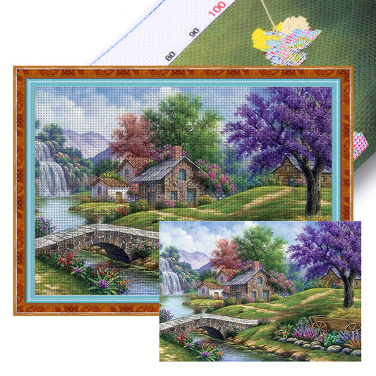 Spring House - 11CT Stamped Cross Stitch 60*45CM