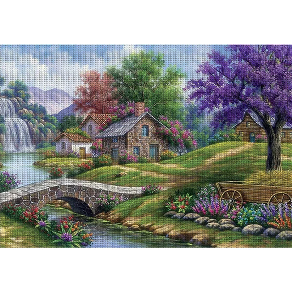 Spring House - 11CT Stamped Cross Stitch 60*45CM