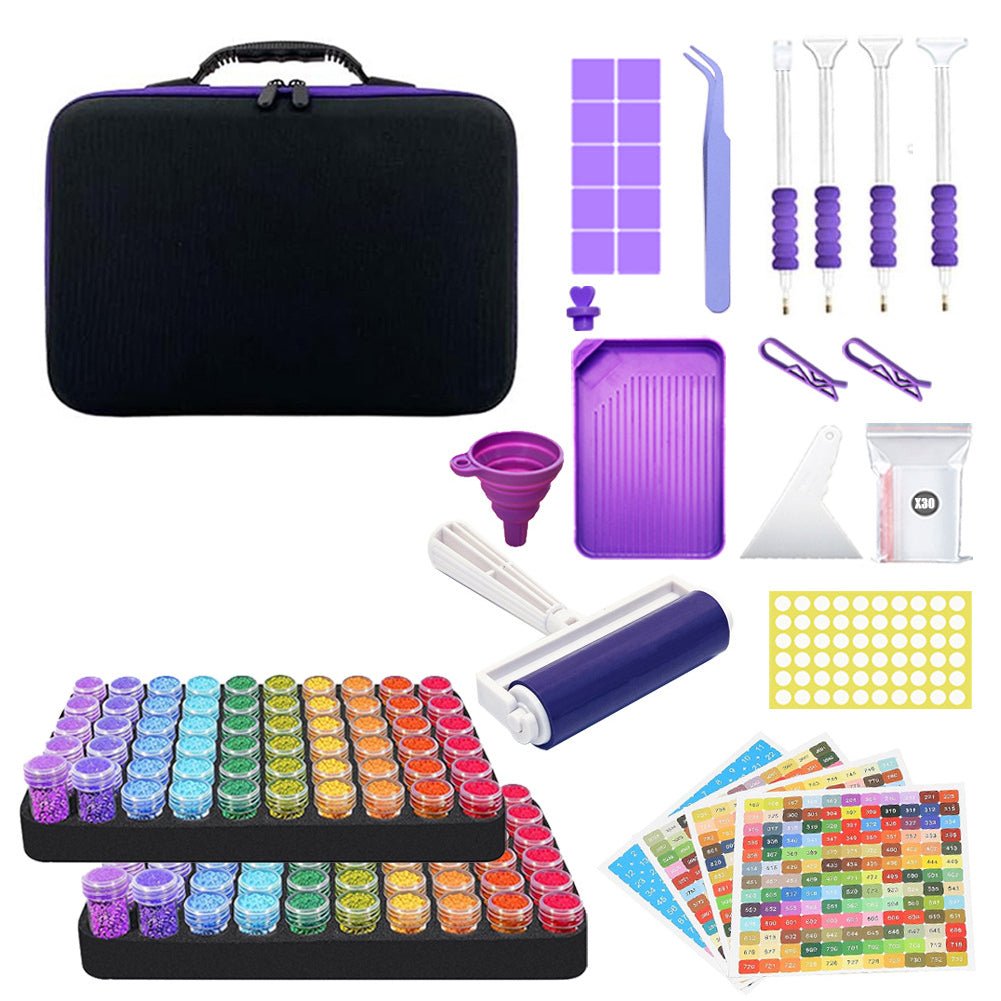 182pcs Bead Bottle Storage Handbag Diamond Painting Toolkit Bead Organizer Tool