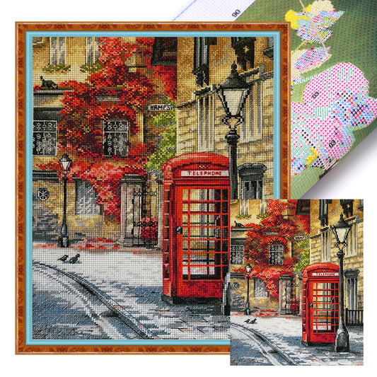 Telephone Booth - 11CT Stamped Cross Stitch 45*55CM£¨Spring£©
