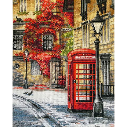 Telephone Booth - 11CT Stamped Cross Stitch 45*55CM£¨Spring£©