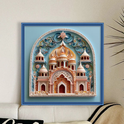 Paper Quilling Castle - 14CT Stamped Cross Stitch 40*40CM