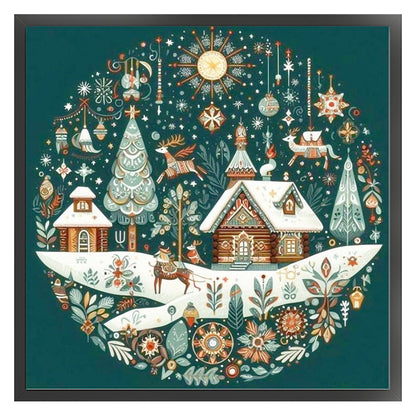 Christmas Cabin - 14CT Stamped Cross Stitch 40*40CM