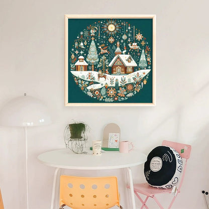 Christmas Cabin - 14CT Stamped Cross Stitch 40*40CM