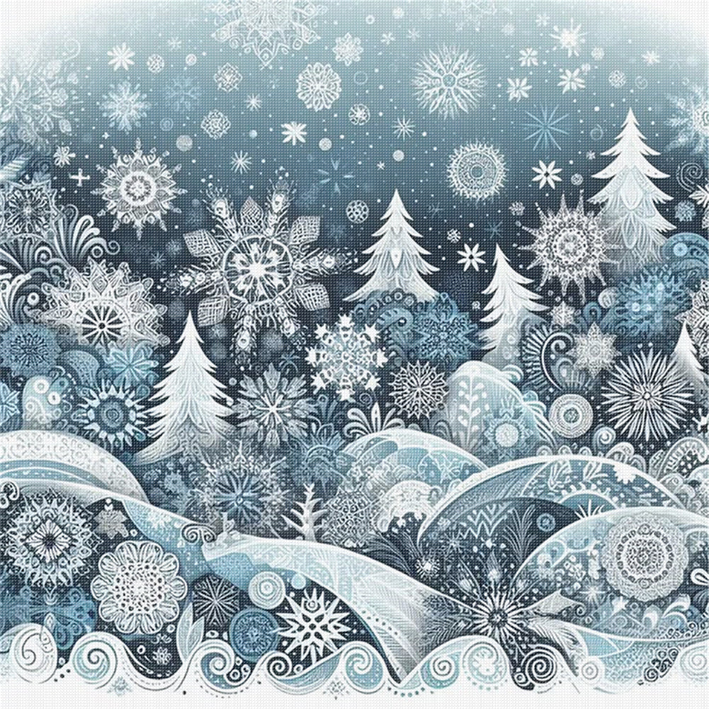 Christmas Scenery - 14CT Stamped Cross Stitch 40*40CM