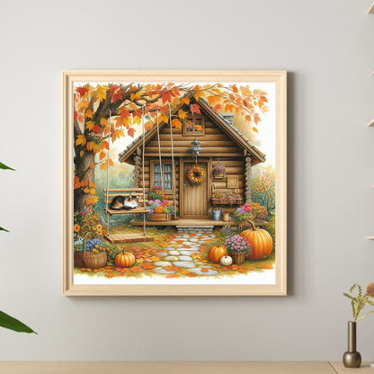 Autumn Cabin - Full Round Drill Diamond Painting 40*40CM