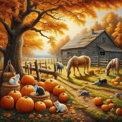 Autumn Pumpkin Farm - Full Round Drill Diamond Painting 40*40CM