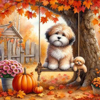 Autumn Dog - Full Round Drill Diamond Painting 40*40CM