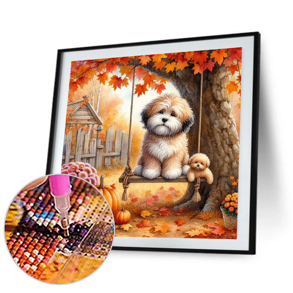 Autumn Dog - Full Round Drill Diamond Painting 40*40CM