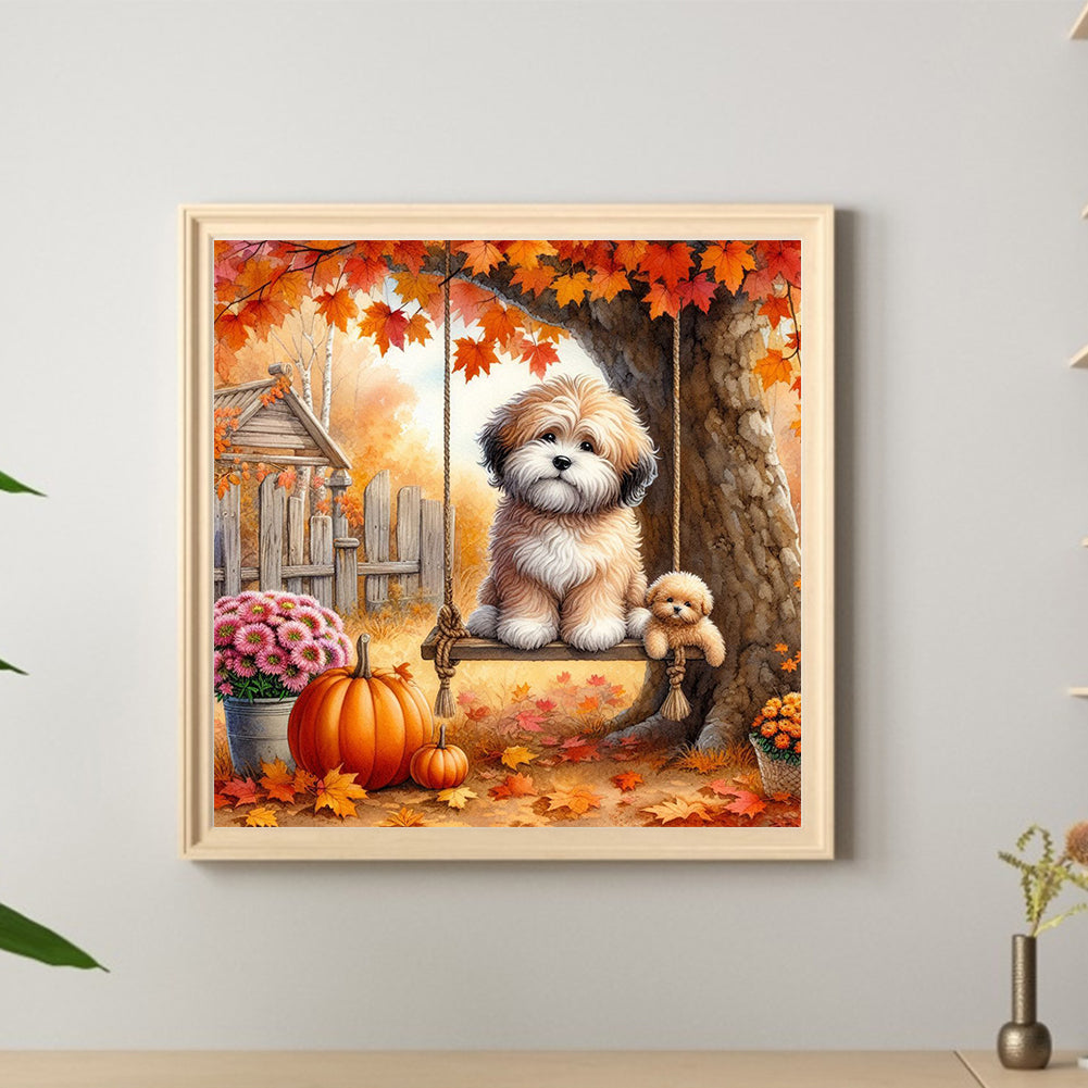 Autumn Dog - Full Round Drill Diamond Painting 40*40CM