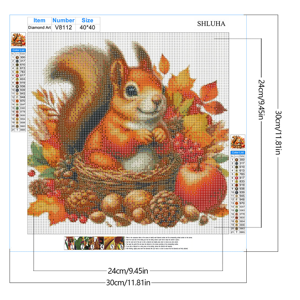 Autumn Squirrel - Full Round Drill Diamond Painting 40*40CM