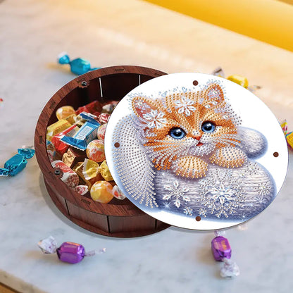 DIY Diamond Painting Storage Box Rhinestones Decorative Snack Case Kit (Cat)