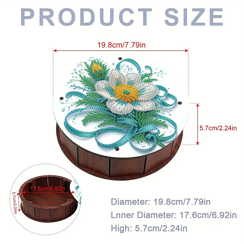 DIY Diamond Painting Storage Box Rhinestones Decorative Snack Case Kit (Flower)