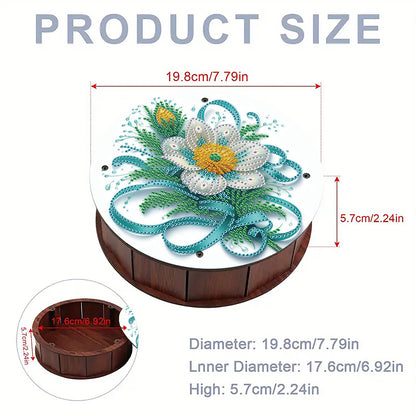 DIY Diamond Painting Storage Box Rhinestones Decorative Snack Case Kit (Flower)