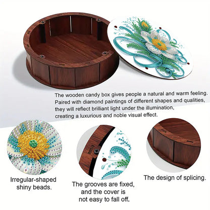 DIY Diamond Painting Storage Box Rhinestones Decorative Snack Case Kit (Flower)
