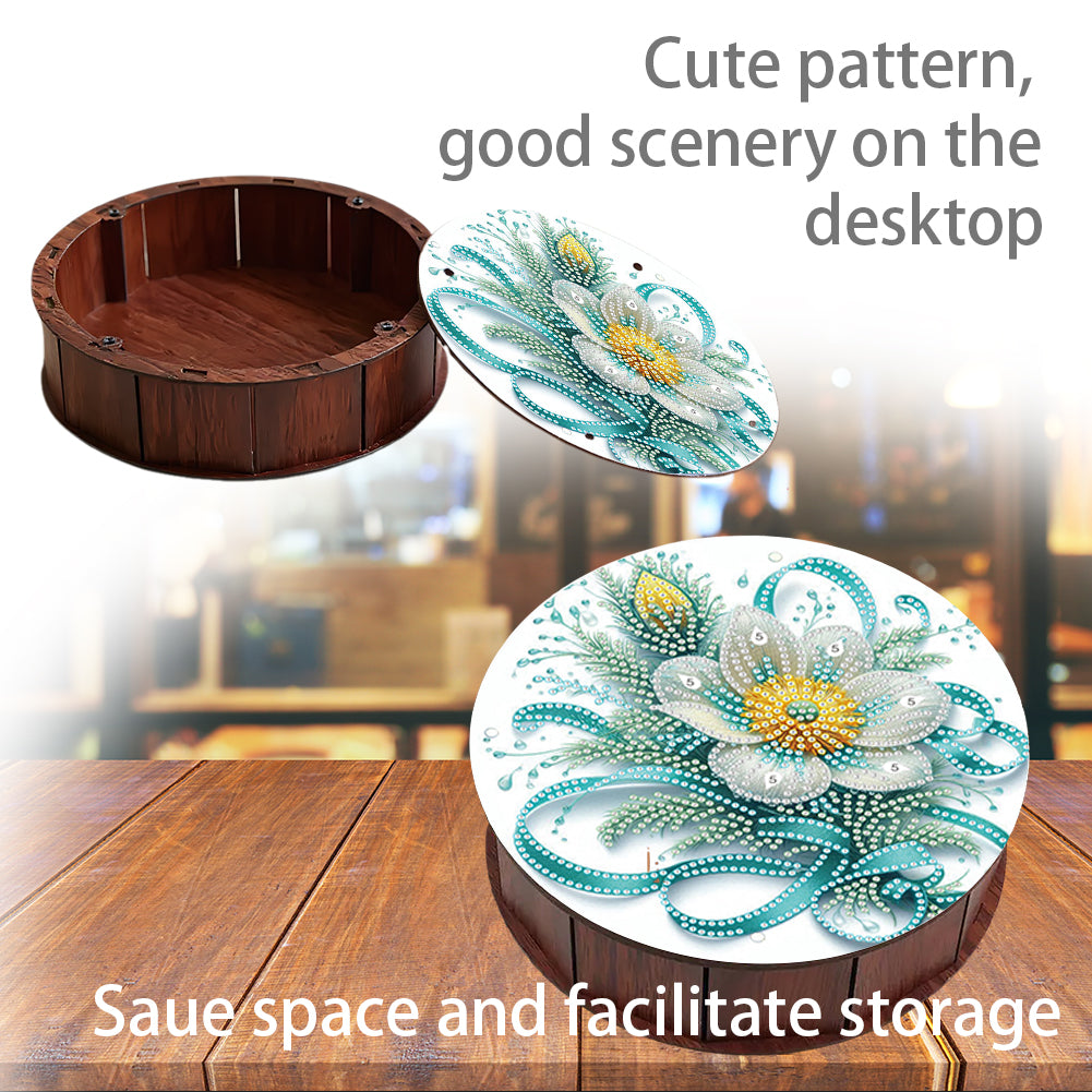 DIY Diamond Painting Storage Box Rhinestones Decorative Snack Case Kit (Flower)