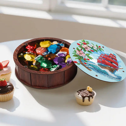 DIY Diamond Painting Storage Box Rhinestones Decorative Snack Case (Sailboat)