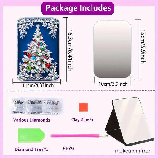 DIY Diamond Art Shiny Crystal Mirror Lightweight Standing Mirror(Christmas Tree)