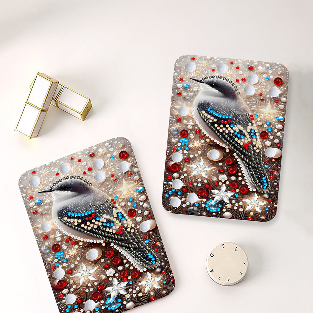 DIY Diamond Art Shiny Crystal Mirror Lightweight Standing Makeup Mirror (Bird)