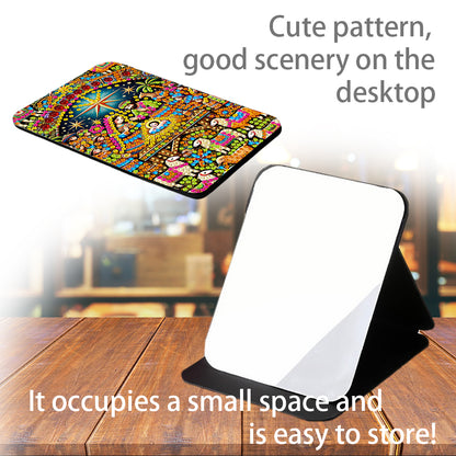 DIY Diamond Art Shiny Crystal Mirror Lightweight Standing Makeup Mirror (Prayer)