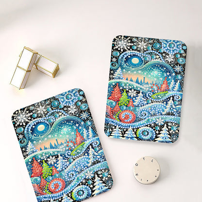 DIY Diamond Art Shiny Crystal Mirror Lightweight Standing Makeup Mirror (Snow)