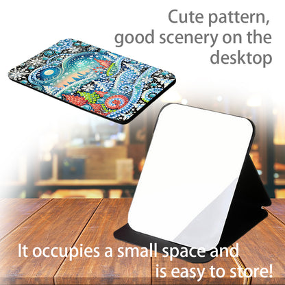 DIY Diamond Art Shiny Crystal Mirror Lightweight Standing Makeup Mirror (Snow)