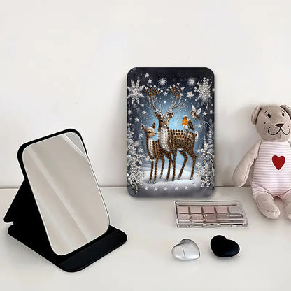 DIY Diamond Art Shiny Crystal Mirror Lightweight Standing Makeup Mirror (Elk)