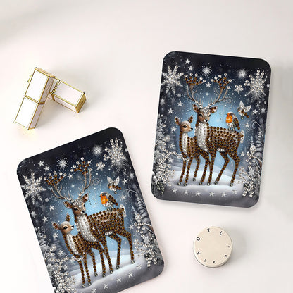 DIY Diamond Art Shiny Crystal Mirror Lightweight Standing Makeup Mirror (Elk)