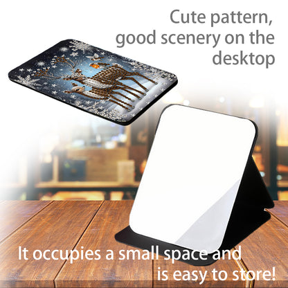 DIY Diamond Art Shiny Crystal Mirror Lightweight Standing Makeup Mirror (Elk)