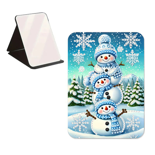 DIY Diamond Art Home Shiny Crystal Mirror Lightweight Standing Mirror (Snowman)