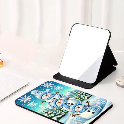 DIY Diamond Art Home Shiny Crystal Mirror Lightweight Standing Mirror (Snowman)