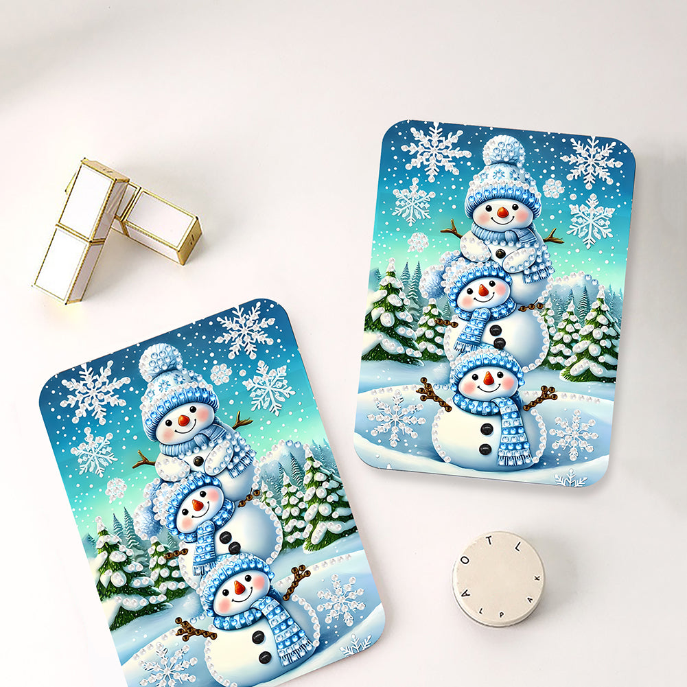 DIY Diamond Art Home Shiny Crystal Mirror Lightweight Standing Mirror (Snowman)