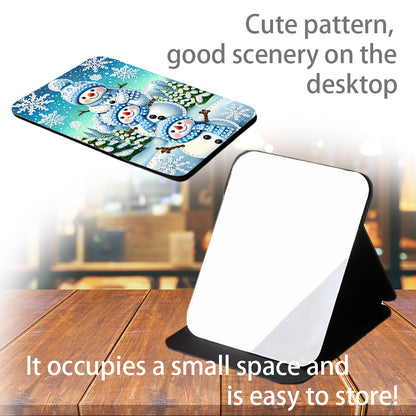 DIY Diamond Art Home Shiny Crystal Mirror Lightweight Standing Mirror (Snowman)