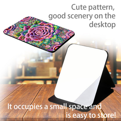 DIY Diamond Art Shiny Crystal Mirror Lightweight Standing Makeup Mirror (Rose)