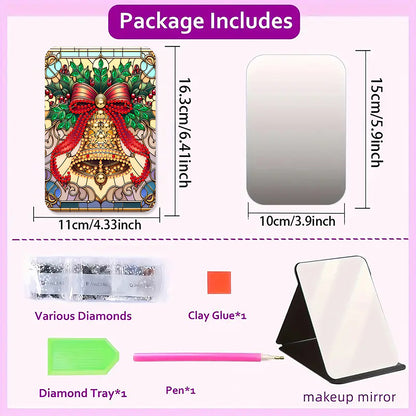 DIY Diamond Art Shiny Crystal Mirror Lightweight Standing Makeup Mirror (Bell)