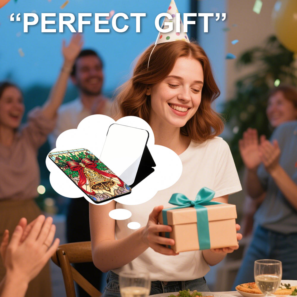 DIY Diamond Art Shiny Crystal Mirror Lightweight Standing Makeup Mirror (Bell)