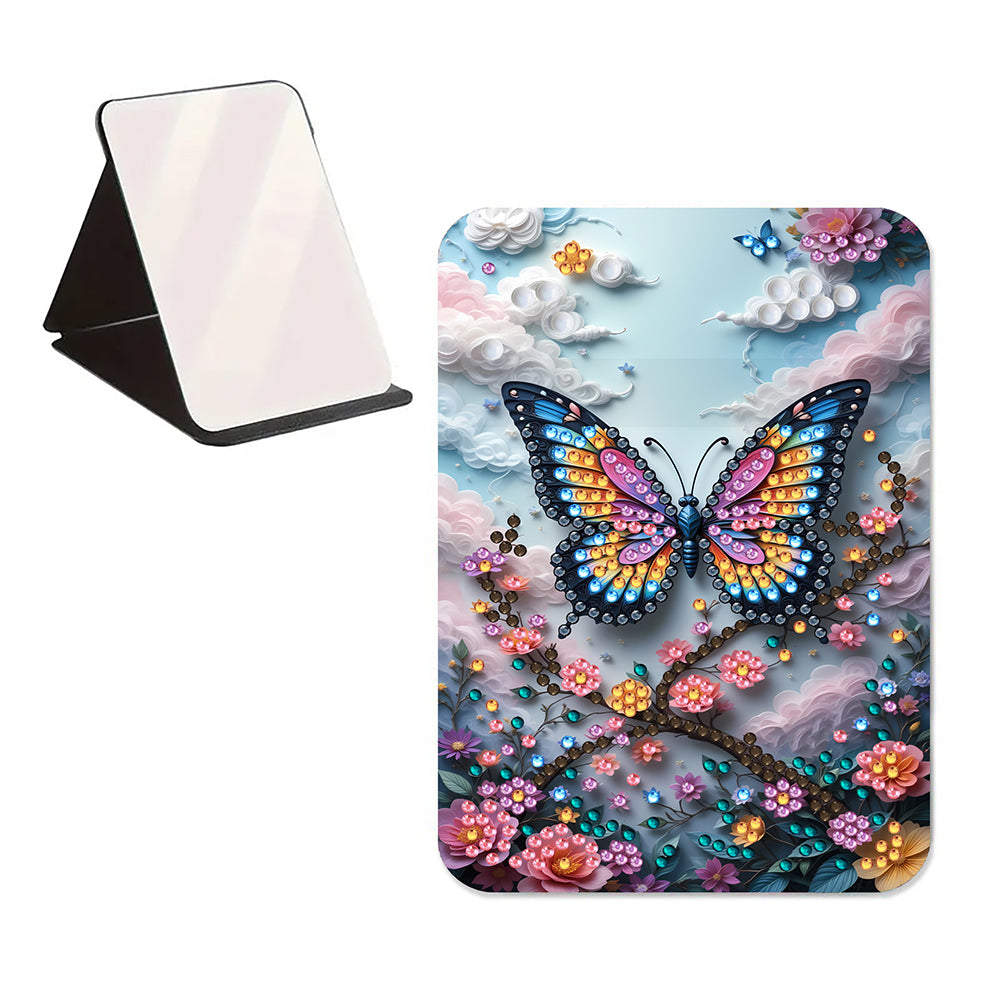 DIY Diamond Art Shiny Crystal Mirror Lightweight Standing Mirror (Butterfly)