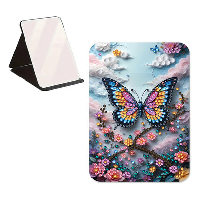 DIY Diamond Art Shiny Crystal Mirror Lightweight Standing Mirror (Butterfly)