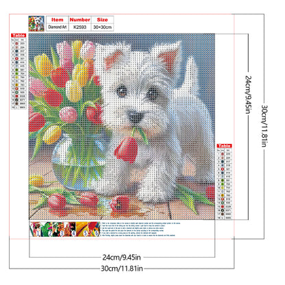 Tulip Puppy - Full Round Drill Diamond Painting 30*30CM