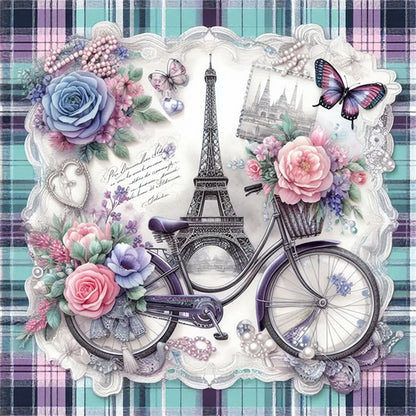 Eiffel Tower And Bicycle - 11CT Stamped Cross Stitch 40*40CM