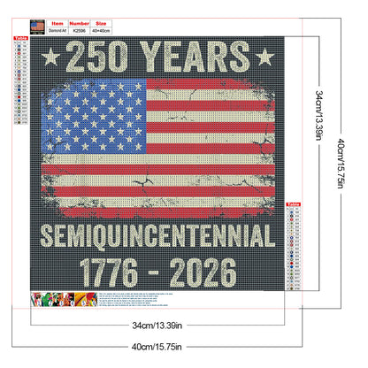 American 250Th Anniversary - Full Round Drill Diamond Painting 40*40CM