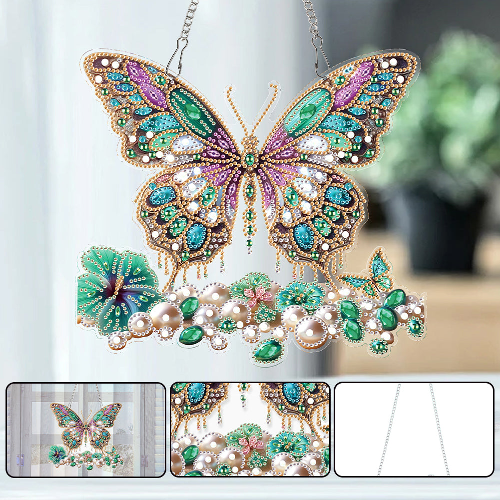 Butterfly 2D Flat DIY Hanging Diamond Art Kits Window Hanging Art for Home Decor