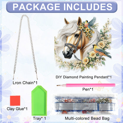 Horse Head 2D Flat DIY Hanging Diamond Art Kit Window Hanging Art for Home Decor