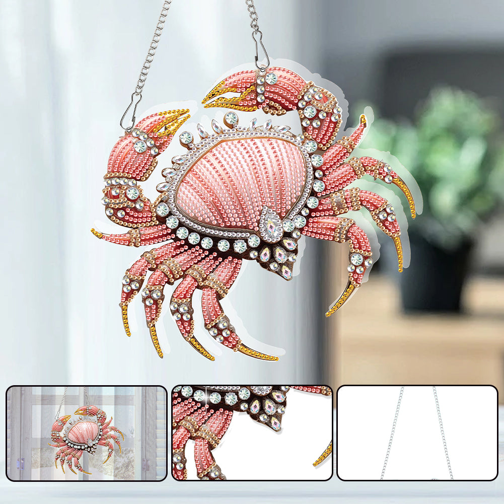 Crab 2D Flat DIY Hanging Diamond Art Kits Window Hanging Art for Home Decor