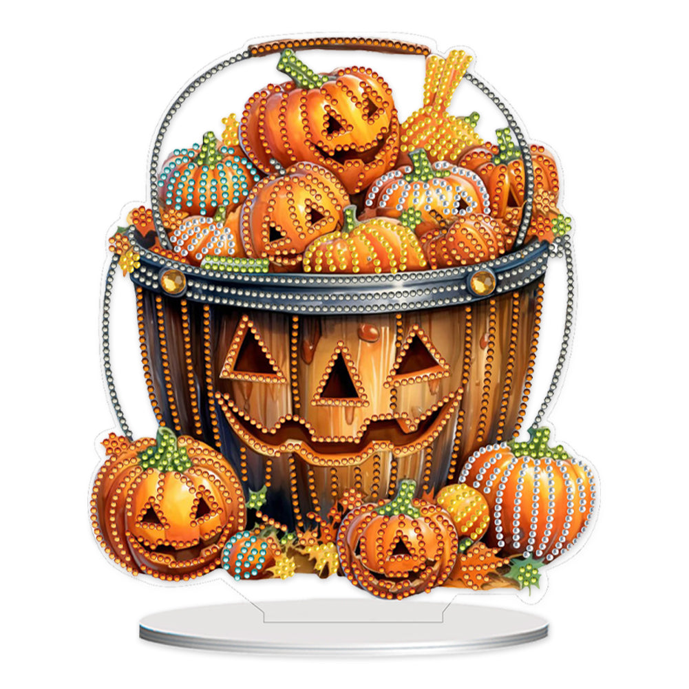 2D Flat Halloween Pumpkin Print DIY Diamond Painting Desktop Ornaments Decor Kit