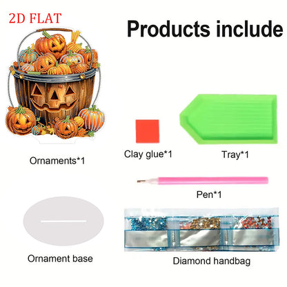 2D Flat Halloween Pumpkin Print DIY Diamond Painting Desktop Ornaments Decor Kit