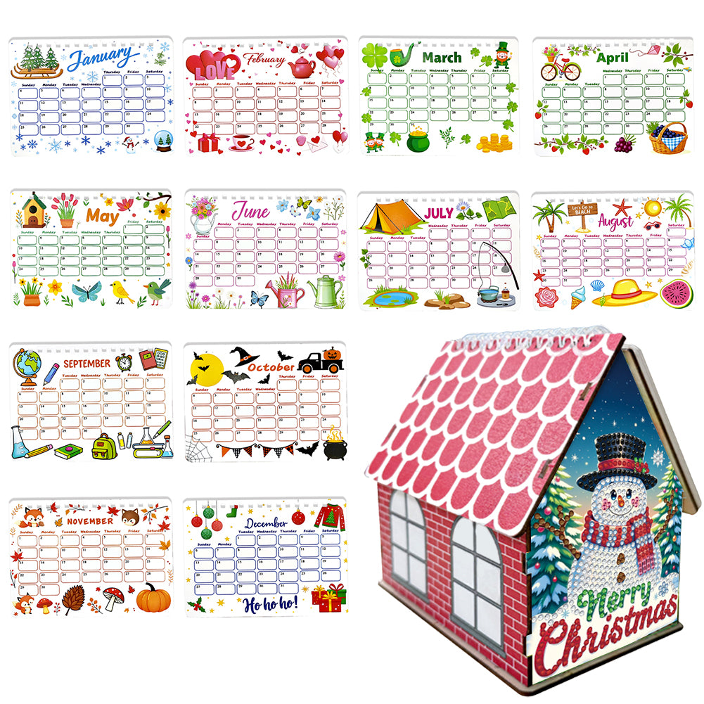 2026 Calendar Diamond Painting Kit Snowman DIY Diamond Art Desk Calendar