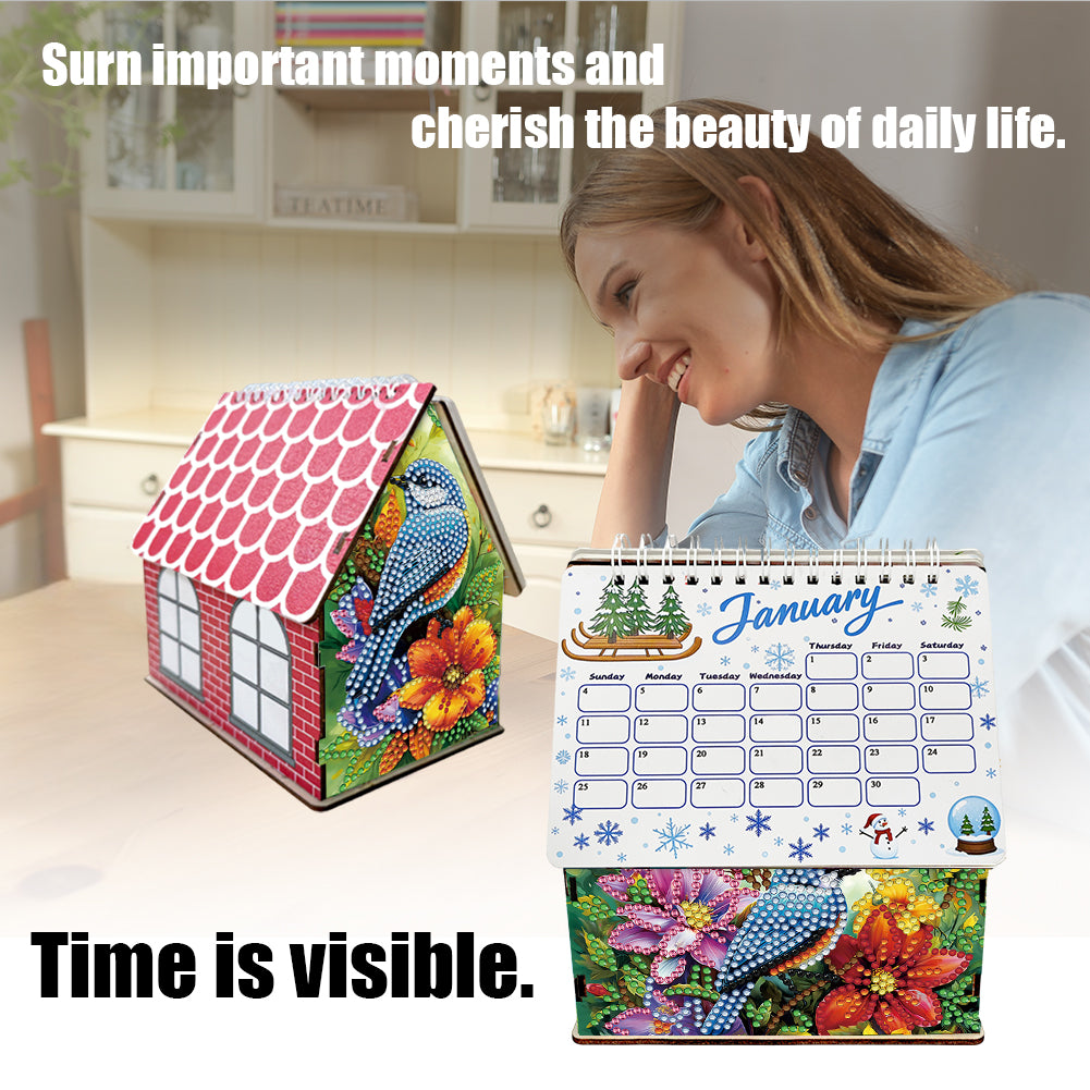 2026 Calendar Diamond Painting Kit Bird DIY Diamond Art Desk Calendar